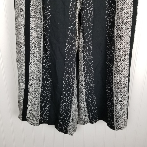 Cameo & Co Wide Leg Pull On Pants Multi Print Stripe Cropped Boho Beach Spring M - Picture 7 of 12